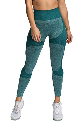 Pau1Hami1ton Sin Costura Leggins Mujer, Mallas Fitness Push Up Pantalones Deporte Running Yoga GP-15(Green,S)