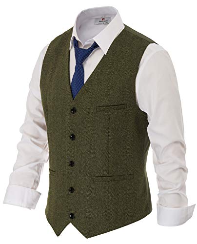 PaulJones Chaleco Formal de Vestir sin Mangas con Cinturón Ajustables Espalda para Hombre S PJ86 1#