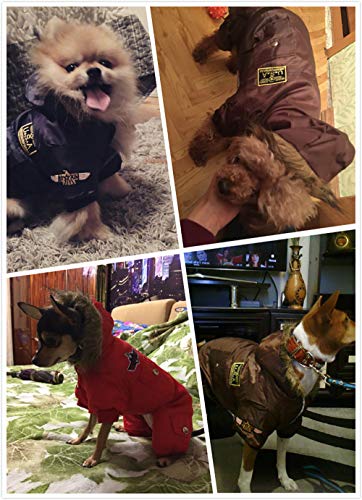 PAWZ Road Invierno Calentar Abrigo de Perro A Prueba de Viento Chaqueta USA Fuerza Aerea Sudadera con Capucha para Mascotas Ropa Perrito 4 piernas Traje de Esquiar Vestir Disfraz Rojo 5XL