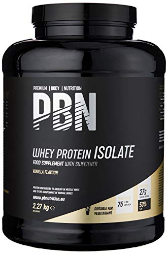 PBN - Premium Body Nutrition - Aislado de proteína de suero de leche en polvo (Whey-ISOLATE), 2,27 kg, sabor vainilla (75 porciones)