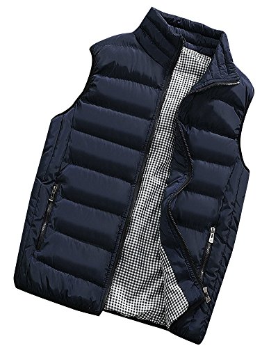 PengGeng Hombre Invierno Calor Chalecos Sin Mangas De Plumas Chaquetas Acolchado Cazadoras Azul 2XL