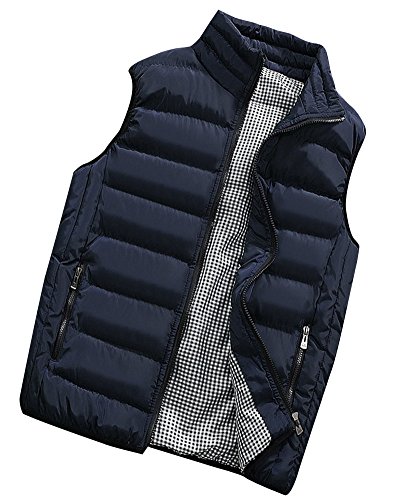 PengGeng Hombre Invierno Calor Chalecos Sin Mangas De Plumas Chaquetas Acolchado Cazadoras Azul 3XL