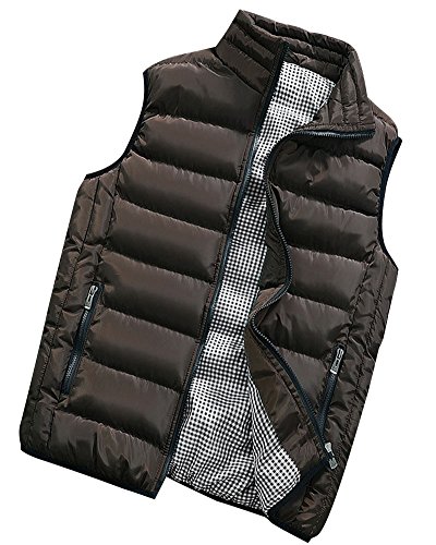 PengGeng Hombre Invierno Calor Chalecos Sin Mangas De Plumas Chaquetas Acolchado Cazadoras Café 3XL