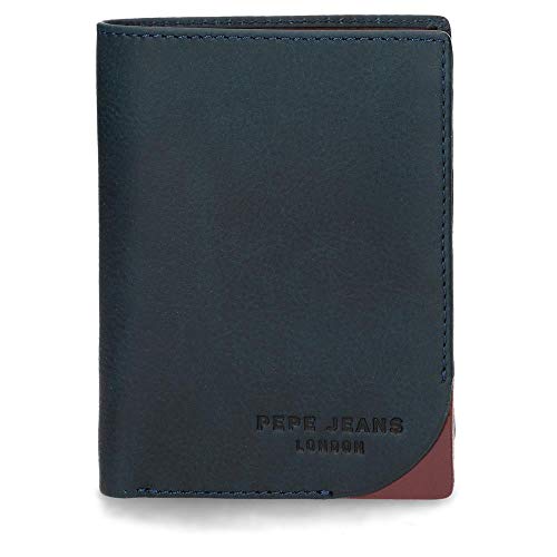 Pepe Jeans Arrow Cartera vertical con monedero Azul 8,5x11,5x1 cms Piel