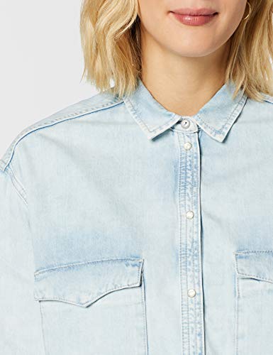Pepe Jeans Mae Blusa, (8oz Marine Blue Denim 000), Large para Mujer
