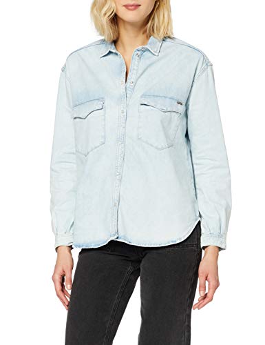 Pepe Jeans Mae Blusa, (8oz Marine Blue Denim 000), Large para Mujer