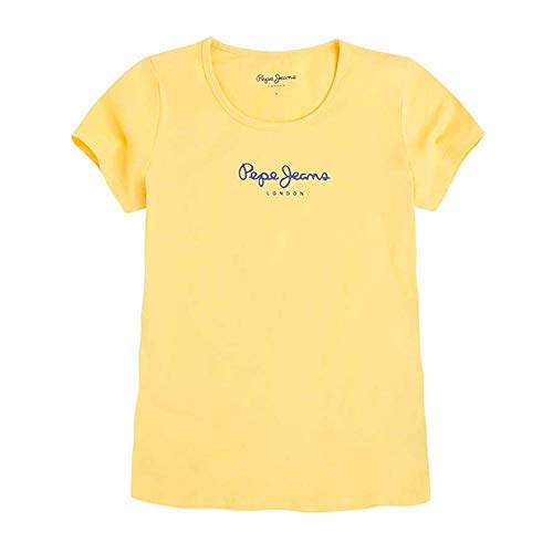 Pepe Jeans New Virginia - Camiseta de manga corta para mujer, color Amarillo (Yellow), talla ES: 38 (Talla del fabricante: S)