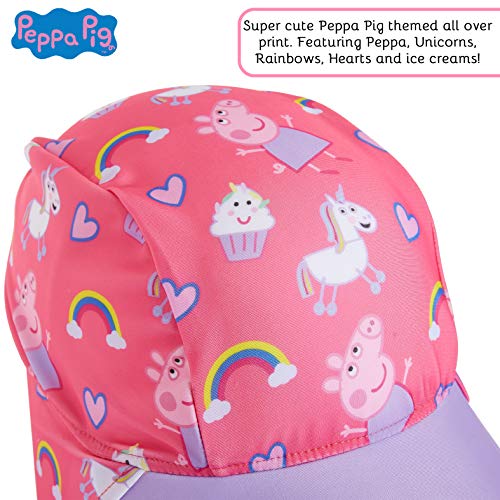 Peppa Pig Gorra de Visera para Niñas, Gorro Bebe Verano con Protector Solar UV, Sombrero Rosa para Playa Piscina con Estampados de Pepa Pig y Unicornios, Regalos para Niñas y Niños