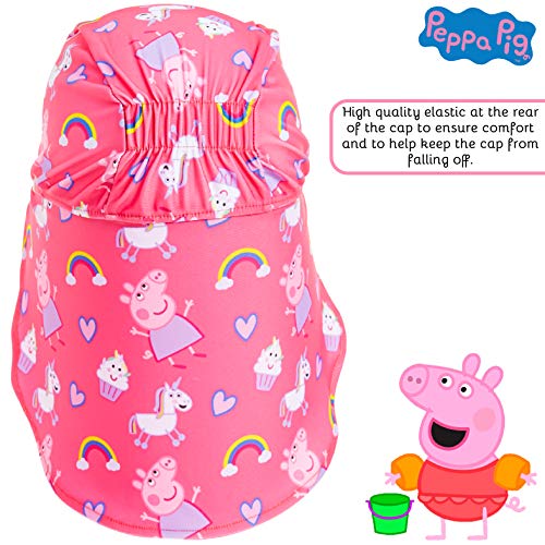 Peppa Pig Gorra de Visera para Niñas, Gorro Bebe Verano con Protector Solar UV, Sombrero Rosa para Playa Piscina con Estampados de Pepa Pig y Unicornios, Regalos para Niñas y Niños