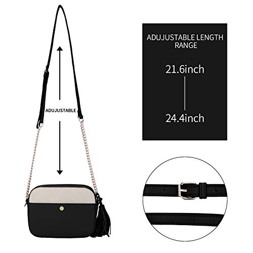 Pequeño Bolso Bandolera Mujer Bolsos de Hombro Cuero PU Elegante Cadena Mensajero Crossbody Bag Trabajo Moda Diario Vida Blanco Negro