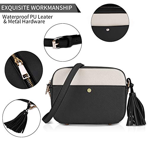 Pequeño Bolso Bandolera Mujer Bolsos de Hombro Cuero PU Elegante Cadena Mensajero Crossbody Bag Trabajo Moda Diario Vida Blanco Negro