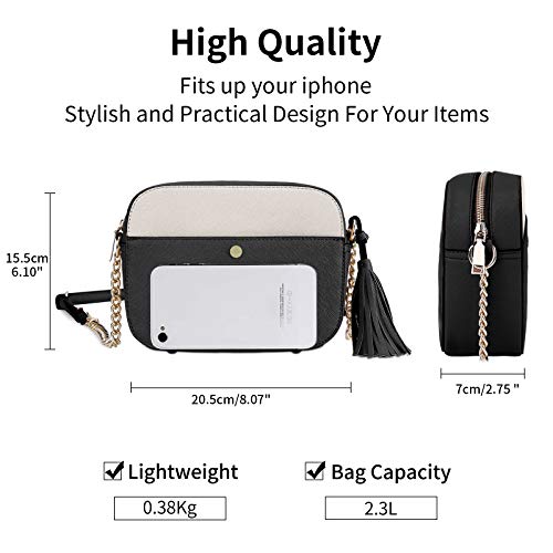 Pequeño Bolso Bandolera Mujer Bolsos de Hombro Cuero PU Elegante Cadena Mensajero Crossbody Bag Trabajo Moda Diario Vida Blanco Negro