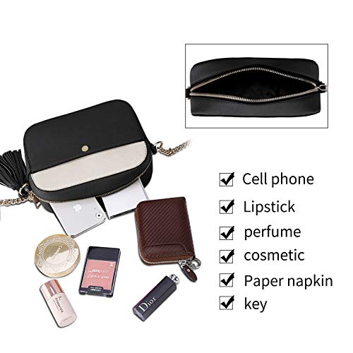 Pequeño Bolso Bandolera Mujer Bolsos de Hombro Cuero PU Elegante Cadena Mensajero Crossbody Bag Trabajo Moda Diario Vida Blanco Negro