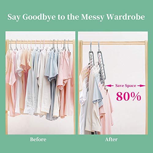 Perchas Ropa Organizador,Abertura en Forma de S, Ganch Giratorio 360ºPerchas de Armario Multifuncionales mágico para Ahorrar Espacio,Plástico Resistente Percha de Ahorro de Almacenamiento Plegables