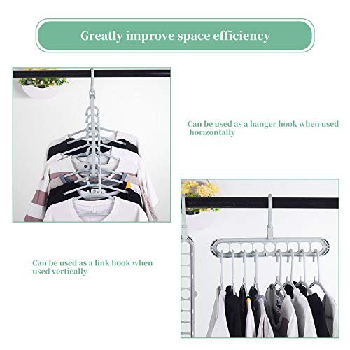 Perchas Ropa Organizador,Abertura en Forma de S, Ganch Giratorio 360ºPerchas de Armario Multifuncionales mágico para Ahorrar Espacio,Plástico Resistente Percha de Ahorro de Almacenamiento Plegables