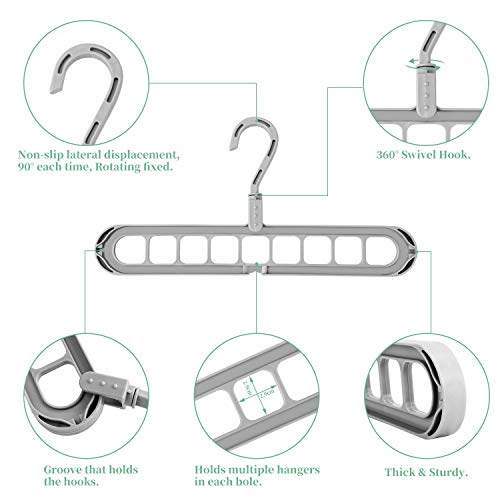 Perchas Ropa Organizador,Abertura en Forma de S, Ganch Giratorio 360ºPerchas de Armario Multifuncionales mágico para Ahorrar Espacio,Plástico Resistente Percha de Ahorro de Almacenamiento Plegables