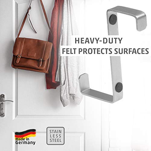 Perchero puerta – conjunto de 5 piezas, acero inoxidable – Made in Germany percha puerta sin perforación - colgador especialmente fuerte
