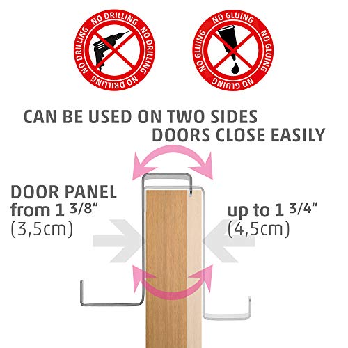 Perchero puerta – conjunto de 5 piezas, acero inoxidable – Made in Germany percha puerta sin perforación - colgador especialmente fuerte