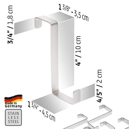 Perchero puerta – conjunto de 5 piezas, acero inoxidable – Made in Germany percha puerta sin perforación - colgador especialmente fuerte