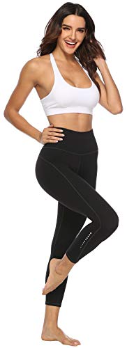 Persit Mallas de Deporte de Mujer, Leggins Deportivos Mujer Push Up Mallas Yoga Running Pantalon Deporte Negro - XS