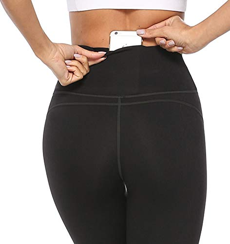 Persit Mallas de Deporte de Mujer, Leggins Deportivos Mujer Push Up Mallas Yoga Running Pantalon Deporte Negro - XS
