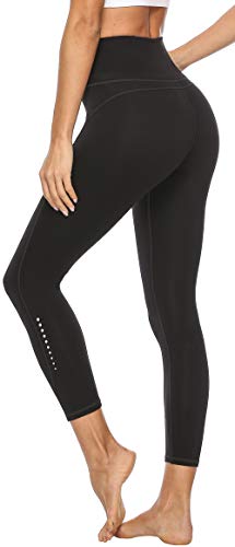 Persit Mallas de Deporte de Mujer, Leggins Deportivos Mujer Push Up Mallas Yoga Running Pantalon Deporte Negro - XS