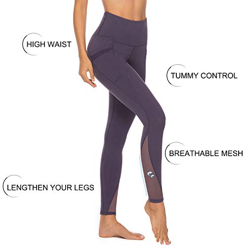 Persit Mallas de Deporte de Mujer, Yoga Leggins Deportivos Mujer Push Up Running Pantalon Deporte Violeta - M