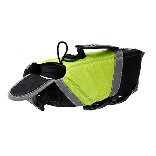 Pet Online Chaleco salvavidas para perros mascota natación profesional chaleco reflectante impermeable Dispositivo de flotación chaleco salvavidas, verde, l