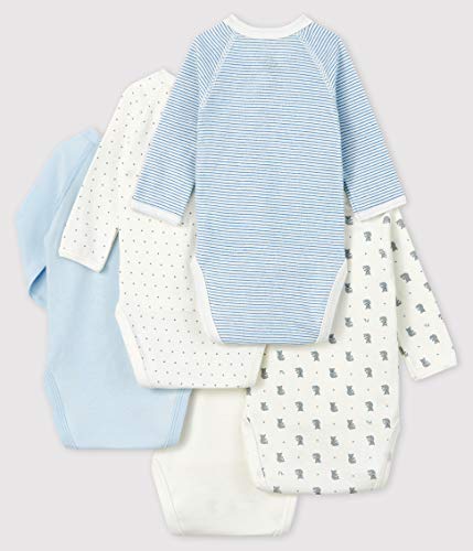 Petit Bateau 5649699 Conjunto de ropa interior para bebés y niños pequeños, Azul Blanco/Azul Blanco/Azul Blanco/Gris Blanco, 3 meses