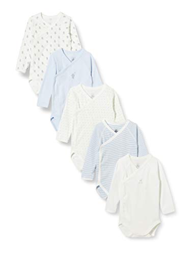 Petit Bateau 5649699 Conjunto de ropa interior para bebés y niños pequeños, Azul Blanco/Azul Blanco/Azul Blanco/Gris Blanco, 3 meses