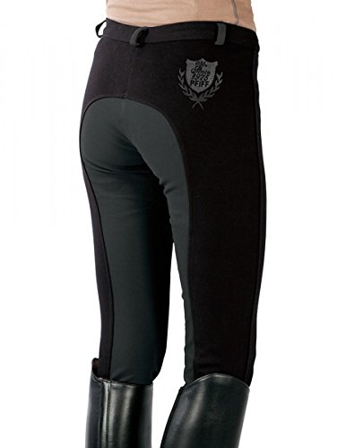 PFIFF Pantalones de equitación Infantiles Elisa, con Inserto de Tela, Aspecto Moderno de Dos Colores, Muy Suave, Negro, 116