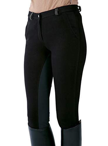 PFIFF Pantalones de equitación Infantiles Elisa, con Inserto de Tela, Aspecto Moderno de Dos Colores, Muy Suave, Negro, 116