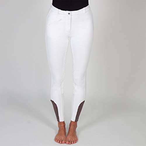 PFIFF Sanja - Pantalones de equitación con Agarre de Silicona para Mujer, Color Blanco, Talla 36
