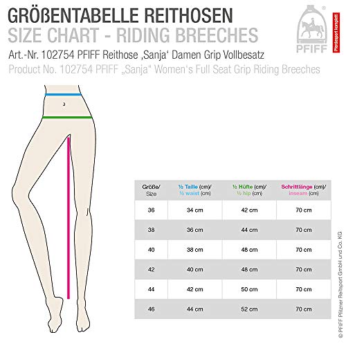 PFIFF Sanja - Pantalones de equitación con Agarre de Silicona para Mujer, Color Blanco, Talla 36