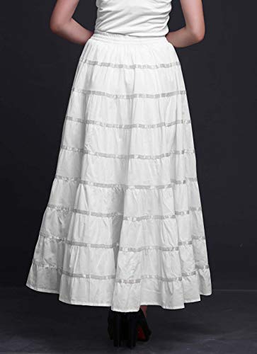 Phagun de las Mujeres Indias Ropa Larga Blanca Casual Falda Maxi Desgaste del verano-44