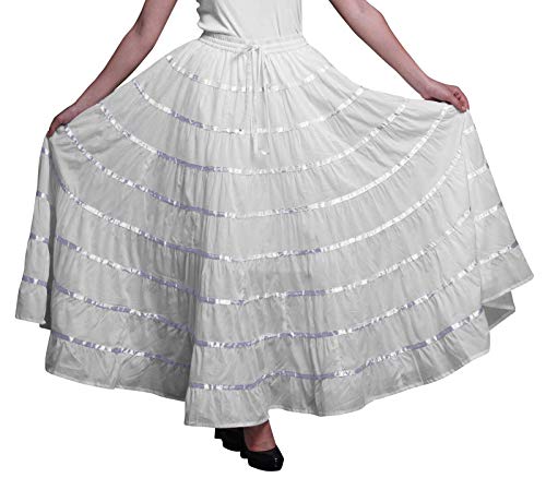 Phagun de las Mujeres Indias Ropa Larga Blanca Casual Falda Maxi Desgaste del verano-44
