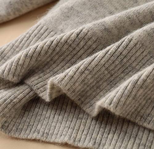 PHELEAD Jersey Suéter 100% Merino para Mujer Basico Suelto Cuello Alto de Manga Larga Ligero Otoño e Invierno de Punto de Lana (XL, Lingt Grey)