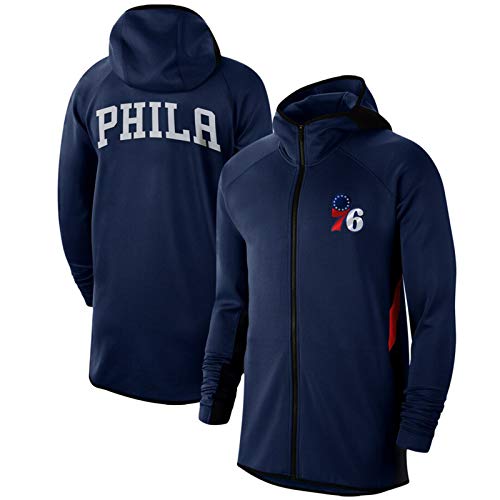 Philadelphia 76ers - Sudadera con capucha para hombre, con cremallera, transpirable y cómodo, para entrenamiento, para aficionados, 123, azul, S