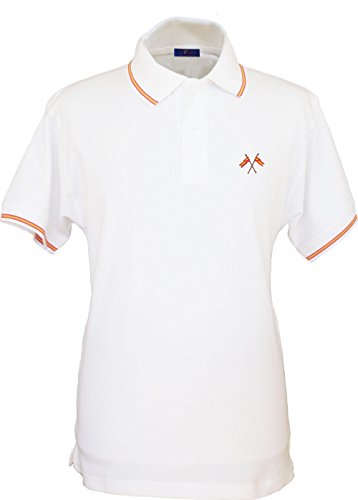 Pi2010 - Polo Hombre Blanco con Bordado Bandera de España en Pecho, Blanco, 100% algodón, Talla XL