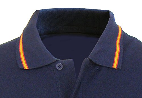 Pi2010 - Polo Hombre Marino con Bordado Bandera de España en Pecho, Marino, 100% algodón, Talla XL
