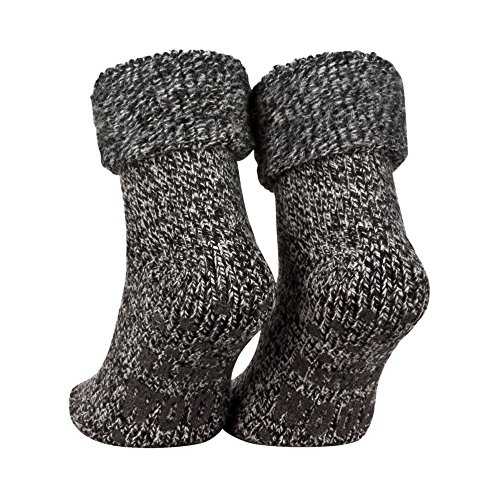 Piarini - Par de calcetines mullidos - Ideales para invierno - Lana y ABS - Antracita jaspeado - 35-38