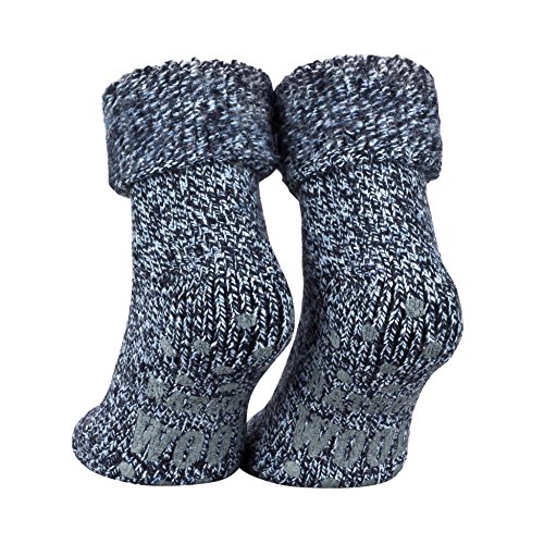 Piarini - Par de calcetines mullidos - Ideales para invierno - Lana y ABS - Azul jaspeado - 39-42
