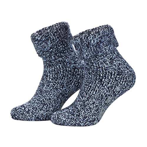 Piarini - Par de calcetines mullidos - Ideales para invierno - Lana y ABS - Azul jaspeado - 39-42