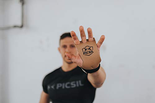 PICSIL Azor 3H Calleras para Cross Training Grips 3 Agujeros. Protector de Mano para Hombre y Mujer. Ideal Box y Gym (Size Extra-Large - XL, Marron)