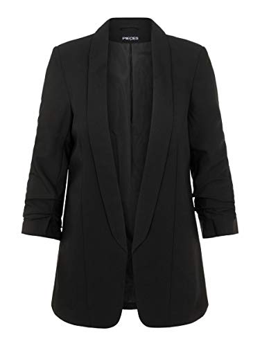 PIECES Pcboss 3/4 Blazer Noos Chaqueta de Traje, Negro (Black Black), 42 (Talla del Fabricante: Large) para Mujer