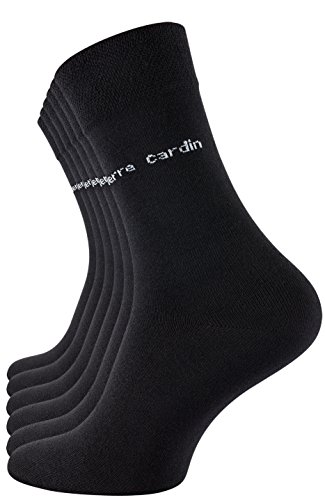 Pierre Cardin® - 6 pares de calcetines de algodón de vestir para hombre, Negro 43-46 EU