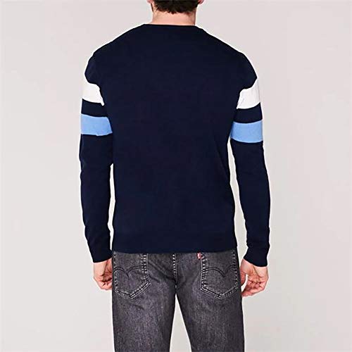 Pierre Cardin Jersei Esencial para Hombre de Punto con Cuello Redondo (2XL, Navy/White)