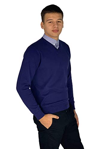 Pierre Cardin - Jersey de punto con cuello en V para hombre azul cobalto XXL