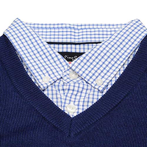 Pierre Cardin - Jersey de punto con cuello en V para hombre azul cobalto XXL