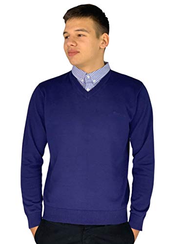 Pierre Cardin - Jersey de punto con cuello en V para hombre azul cobalto XXXL